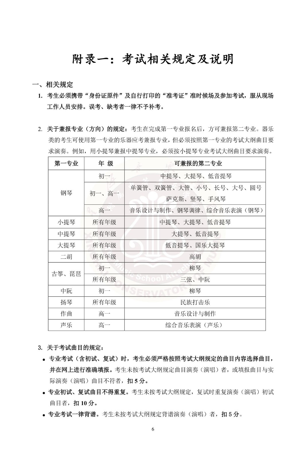 2020年星海音乐学院附中招生简章暨考试大纲
